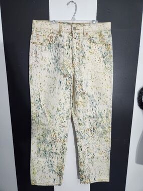 Free People Cream Jeans with Multicolor Fleck